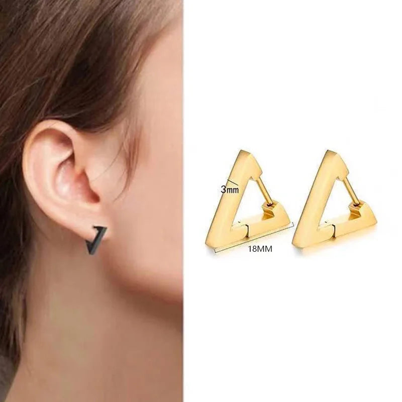 Aretes Punk Triangulares – Acero Inoxidable Hipoalergénico Unisex, Estilo Moderno y Duradero