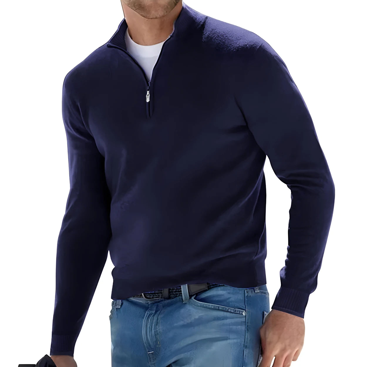 Suéter Hombre Manga Larga | Medio Cierre y Cuello en V | Tejido Oversized Transpirable Streetwear