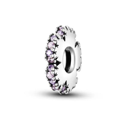 Charm separador redondo plata 925 con circonitas de colores – Compatible Pandora, joyería DIY elegante