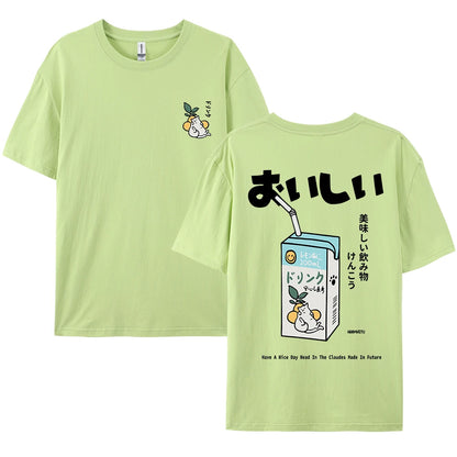 Camiseta Oversized Gato Japonés | Hombre y Mujer | Manga Corta Casual Streetwear Algodón Harajuku