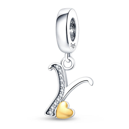 Charm letras alfabeto inglés de plata 925 – Colgante inicial A-Z para pulsera tipo Pandora, joyería DIY personalizada