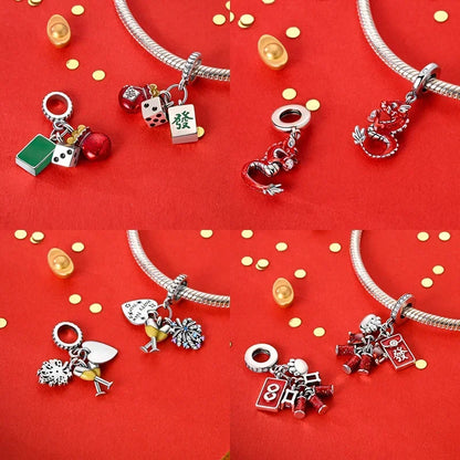 Charm dragón chino y gato en plata 925 – Abalorio clásico para pulsera tipo Pandora, joyería DIY elegante para mujer