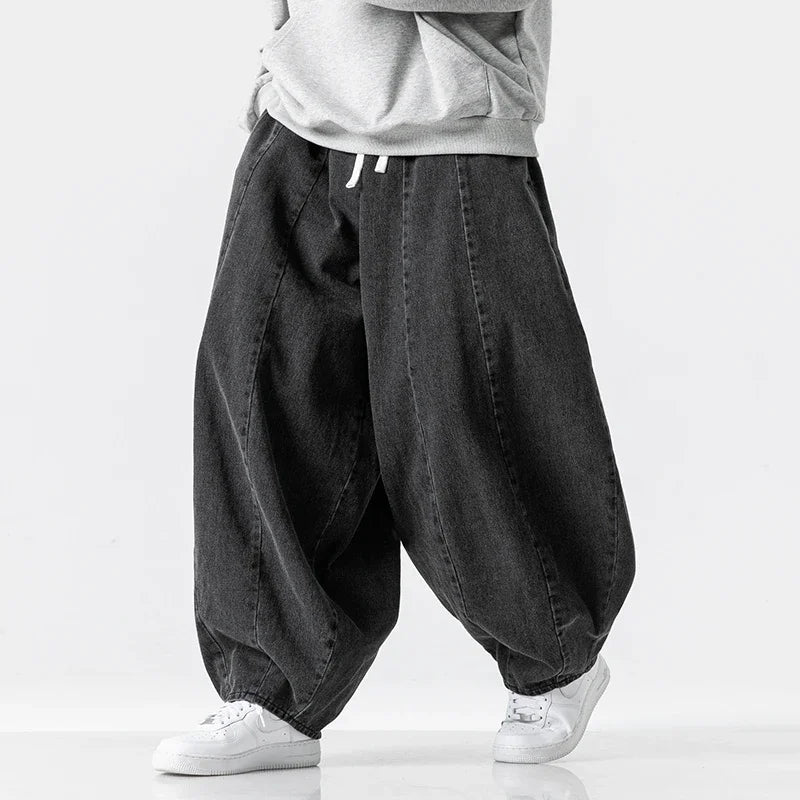 Pantalones Casual Japoneses para Hombre – Jeans Lantern Baggy Oversize Hip Hop Streetwear Pierna Ancha Denim