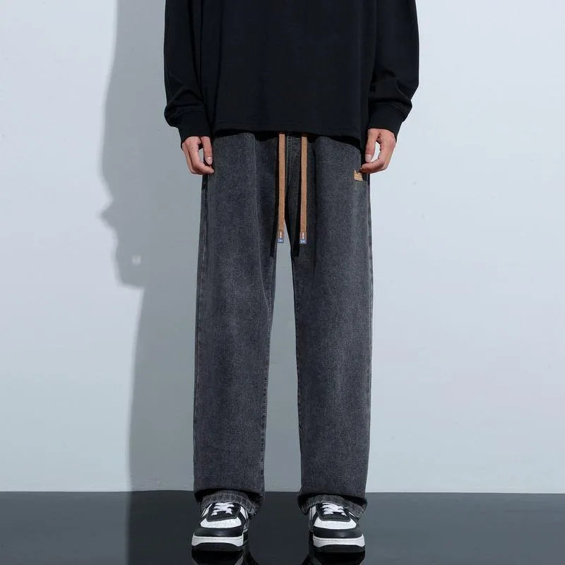Jeans Vintage Americanos Hombre | Vaquero Oversize Negro Gris Recto Desgastado High Street