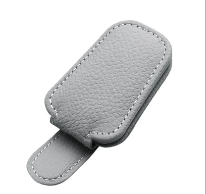 2PCS Porta Gafas de Sol Magnético para Parasol de Coche – Clip de Cuero con Soporte para Gafas y Tickets
