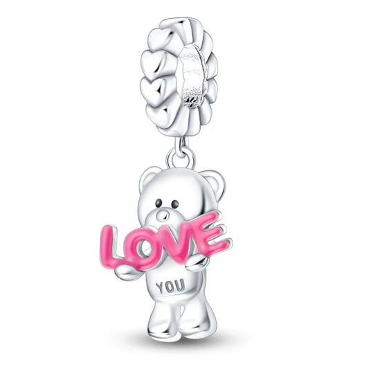 Charm Mascotas y Animales en Plata 925 – Gatito, Perrito y Oveja con Circonitas de Colores | Compatible Pulsera Pandora