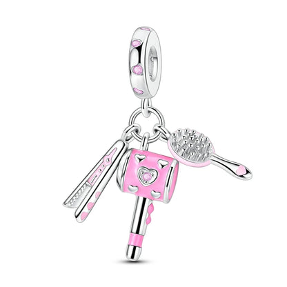 Charm Plata 925 Día de la Madre | Dije Corazón Rosa Love Mom Compatible Pandora Pulsera Collar Mujer