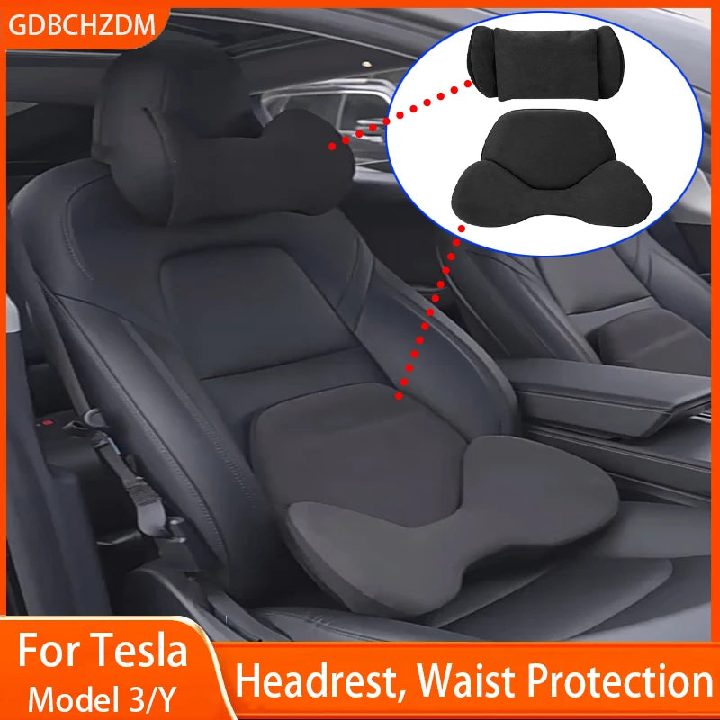 Cojín de Cuello y Soporte Lumbar en Memory Foam para Coche | Almohada Ergonómica de Viaje con Respaldo y Protección