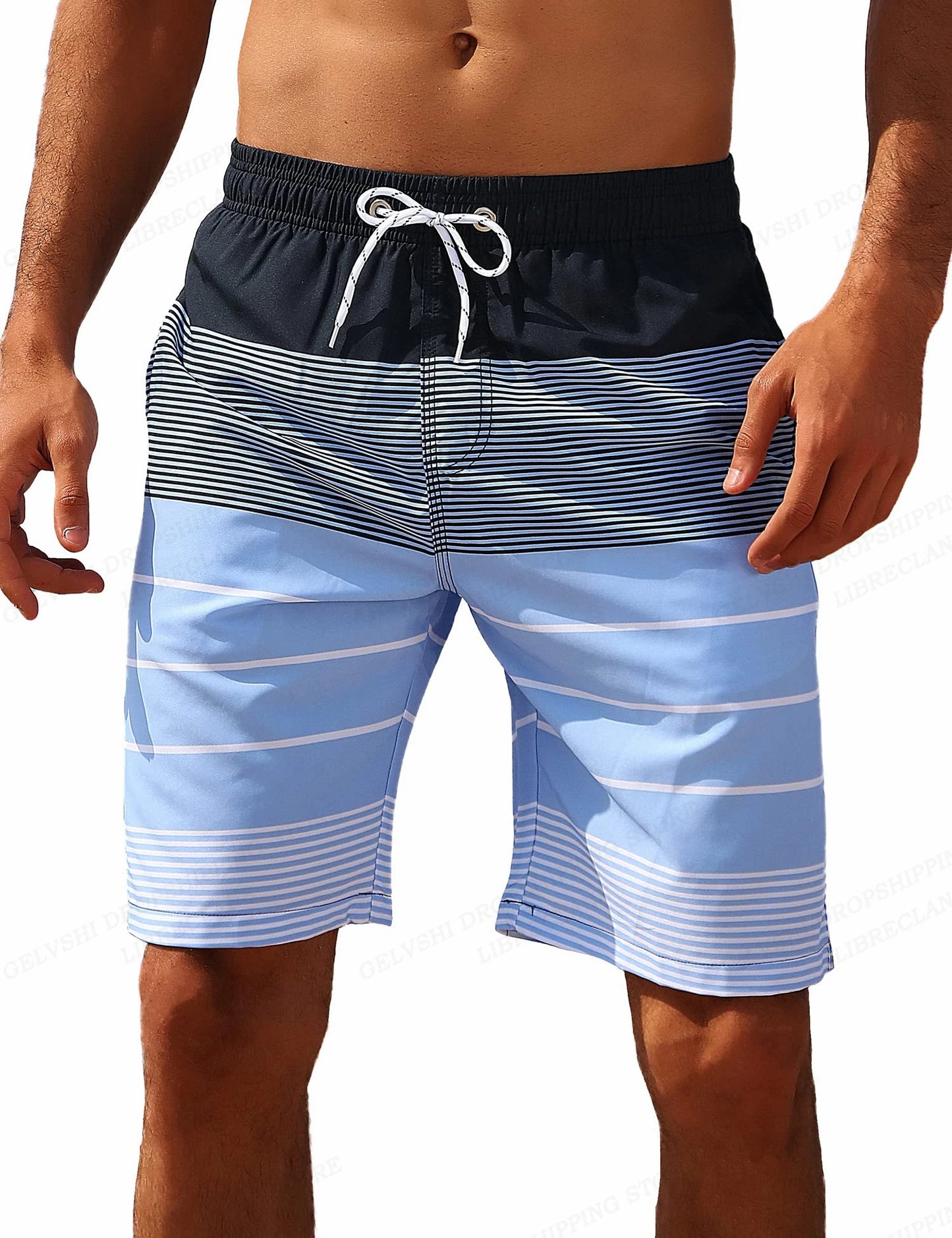Shorts de Playa a Rayas para Hombre – Bañador Moderno, Fitness y Verano Transpirable