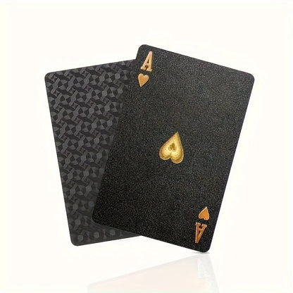 Baraja de Cartas Impermeables Negro y Dorado – Naipes de Lujo para Juegos y Regalos