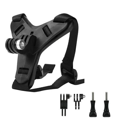 Soporte de correa para casco con montura de barbilla – Compatible con GoPro Hero 12/11/10/9/8/7/6/5/4 y cámaras de acción deportivas