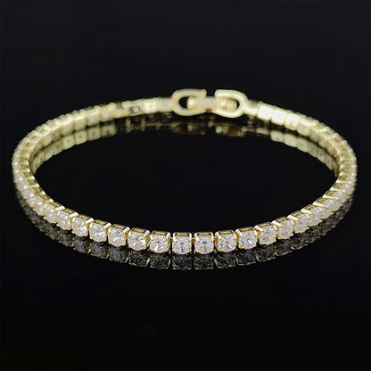 Pulsera Tenis Hip Hop con Circonia – Joyería Unisex de Lujo para Hombre y Mujer, Estilo Brillante 3mm