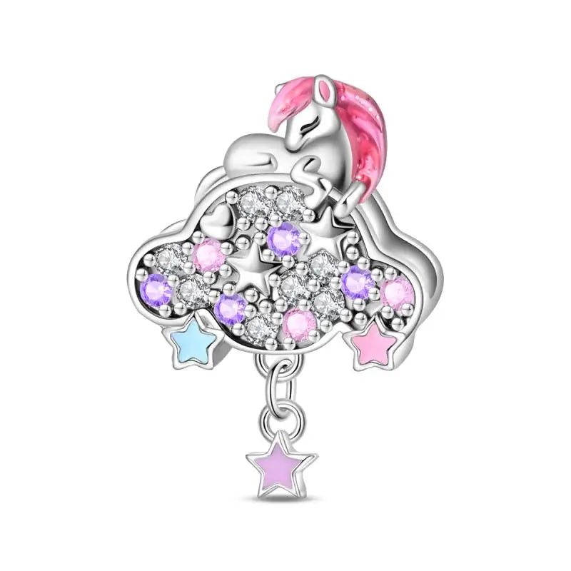 Charm Espejo Mágico Princesa Ángel Rosa en Plata 925 – Beads Compatibles Pandora Mujer Joyería DIY