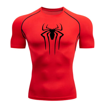 Camiseta Compresiva de Hombre – Gym, Fitness, Running y Superhéroe, Rashguard, Manga Corta, Secado Rápido, T-Shirt Deportivo