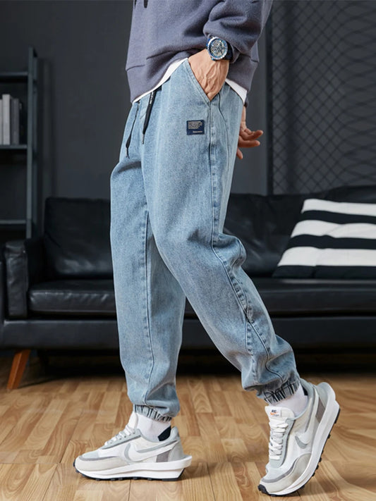 Jeans Jogger Hombre Tallas Grandes 6XL–8XL | Pantalón Cargo Denim Streetwear Negro y Azul