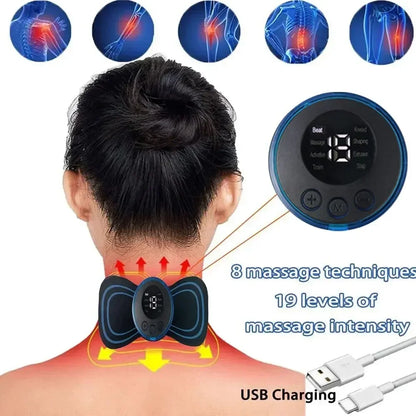 Masajeador Eléctrico Portátil de Cuello y Hombros | EMS Mini Recargable con Pulso Terapéutico para Dolor Cervical
