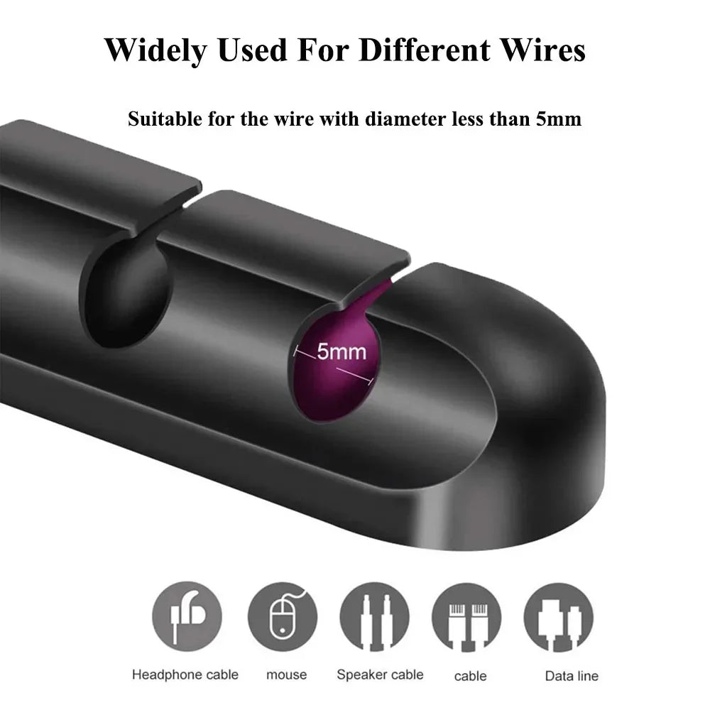 L16 Organizador de Cables de Silicona | Enrollador USB | Clips de Gestión de Escritorio para Ratón, Auriculares y Cables