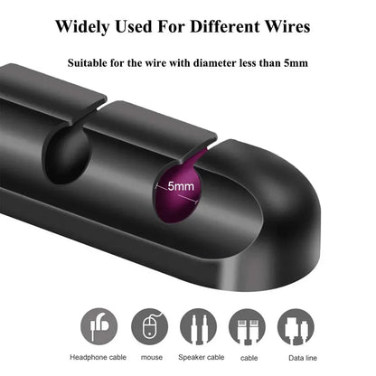 L16 Organizador de Cables de Silicona | Enrollador USB | Clips de Gestión de Escritorio para Ratón, Auriculares y Cables