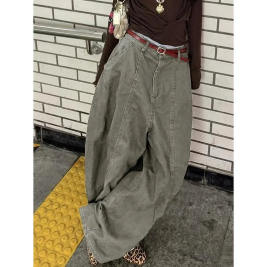 Pantalón Cargo Mujer Oversize Pierna Ancha | Estilo Vintage Y2K Harajuku Retro Verano
