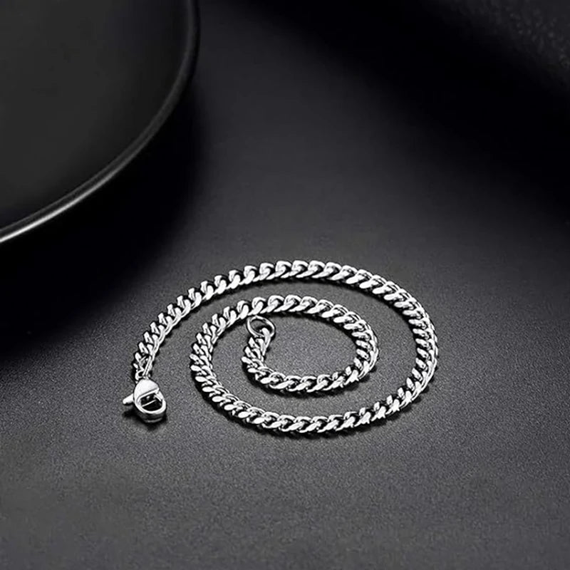 Collar Cadena Cubana de Acero Inoxidable Unisex - 3.5MM 5MM 7MM en Negro y Dorado