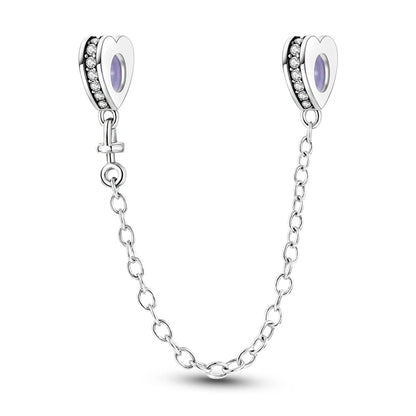 Charm Safety Chain Plata Plateada – Gato Rosa, Luna y Estrella para Pulsera o Collar DIY