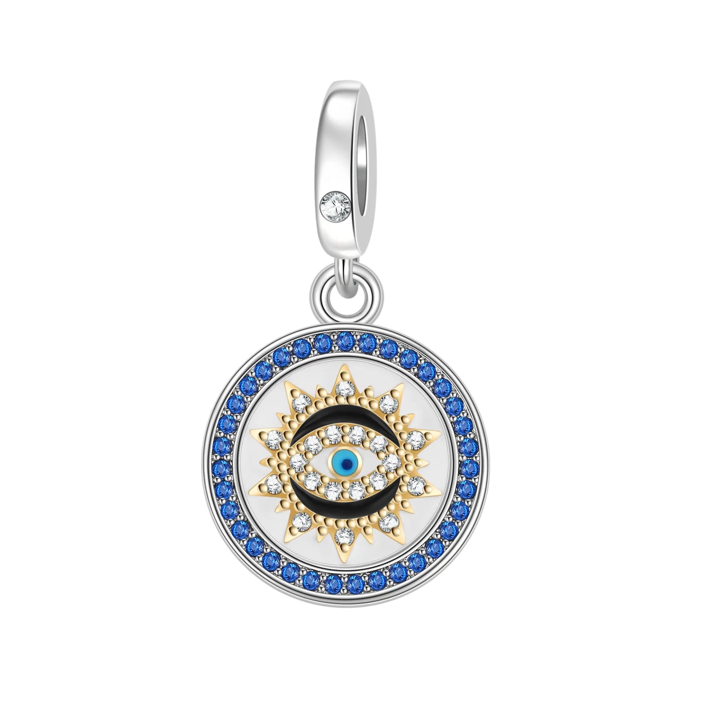Charm Plata 925 Colgante Colorido Sol Luna Estrellas | Dije Compatible Pandora Pulsera y Collar Mujer