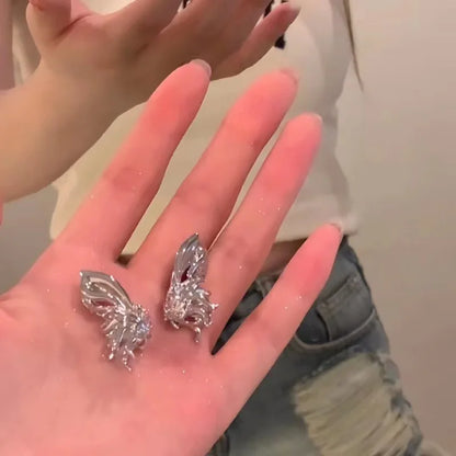 Aretes Y2K Irregulares Estilo Líquido – Pendientes Geométricos Color Plata para Mujer, Moda Punk Hip-Hop 2024