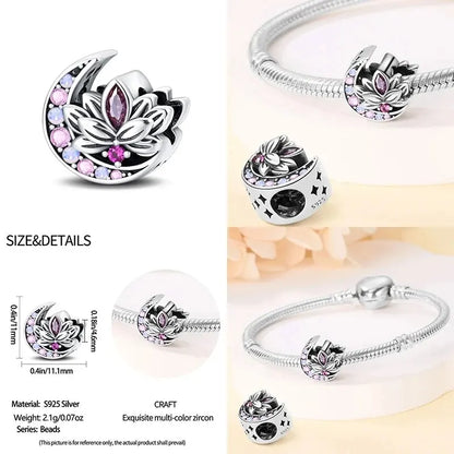 Charm Plata 925 Flor de Loto Retro | Bead Clásico Compatible Pandora Mujer