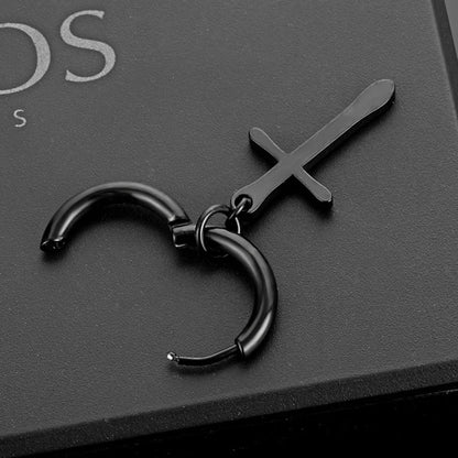 Aretes Punk de Acero Inoxidable Negro – 1 Par de Pendientes Unisex Estilo Hip Hop Vintage