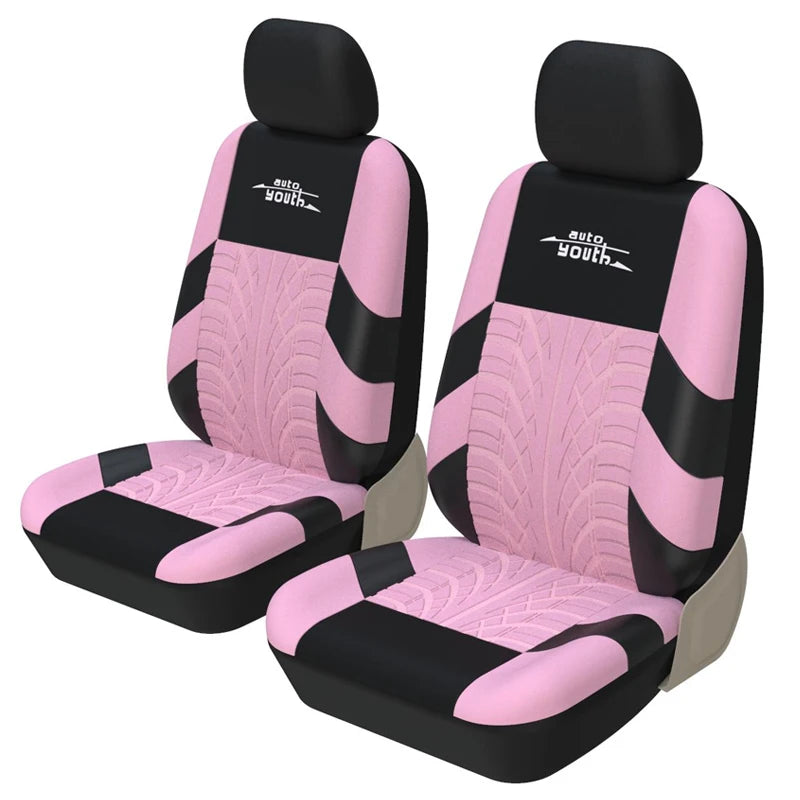 Juego de 2 Fundas de Asiento Universales AUTOYOUTH | Cubreasientos con Diseño de Huella de Neumático