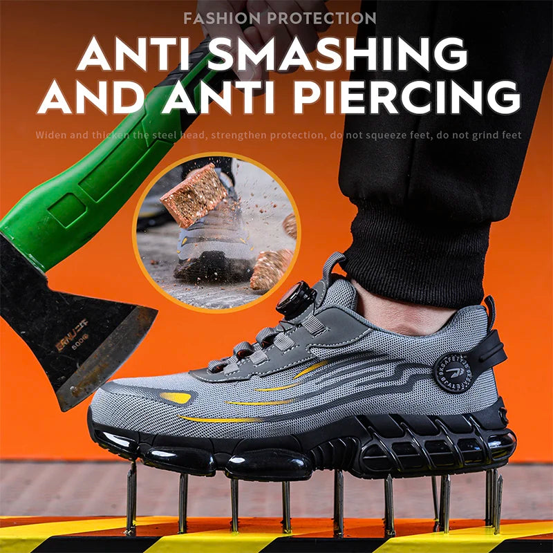 Zapatillas de Seguridad con Hebilla Giratoria – Ligeras, Transpirables y Resistentes, Suela Air Soft Antideslizante para Hombre