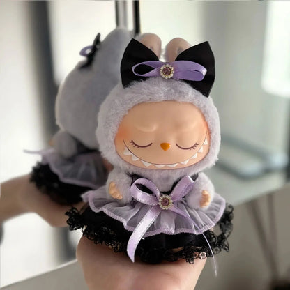 Labubu Peluche Colgante 17cm – Accesorios de Ropa Kpop Estilo Princesa con Vestido de Moño, Muñeco Idol Kawaii Regalo Colección