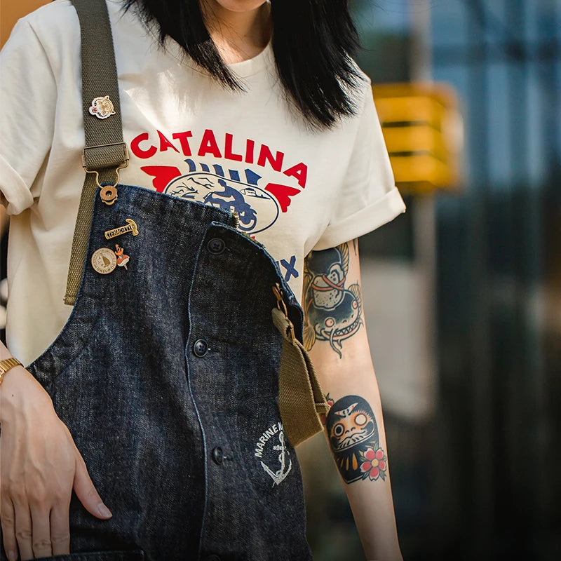 Overol Denim Unisex Vintage – Jumpsuit Baggy Azul Marino Oversize Pierna Ancha para Hombre y Mujer Ropa para Pareja