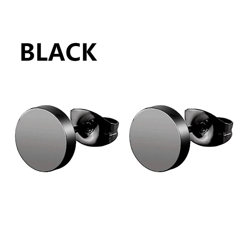 Aretes Punk de Acero Inoxidable Negro – 1 Par de Pendientes Unisex Estilo Hip Hop Vintage