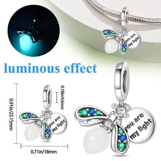 Charm Camaleón Luminoso en Plata S925 | Brilla en la Oscuridad | Compatible con Pulsera Pandora Original