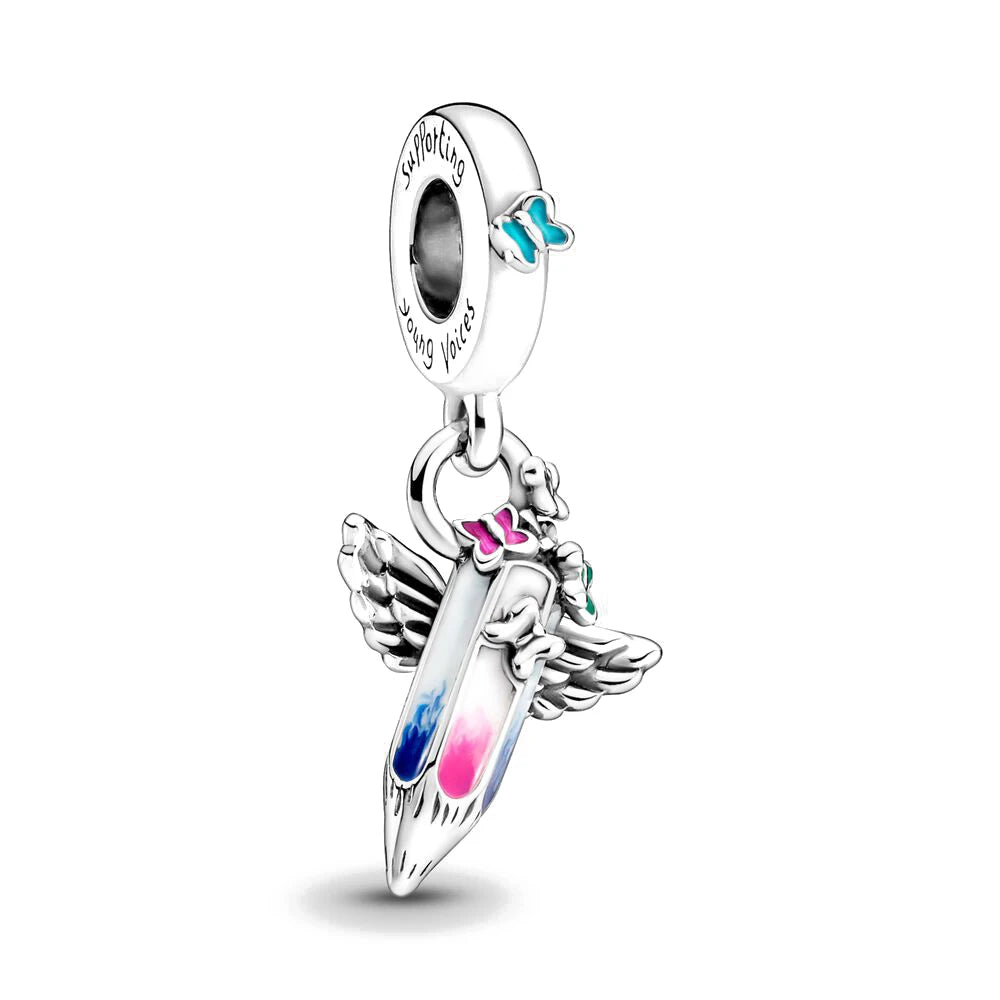 Charm colgante maestra plata 2023 – Abalorio en forma de cuaderno, lápiz y birrete para pulsera tipo Pandora mujer