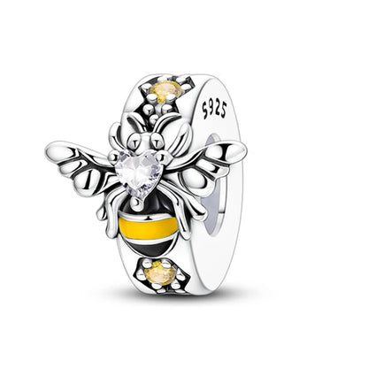 Charm de Plata 925 con Mariposa y Dragón – Abalorio Colorido con Zirconia Arcoíris para Pulseras DIY