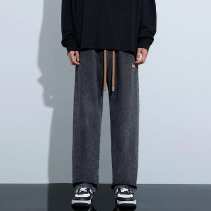 Jeans Vintage Americanos Hombre | Vaquero Oversize Negro Gris Recto Desgastado High Street