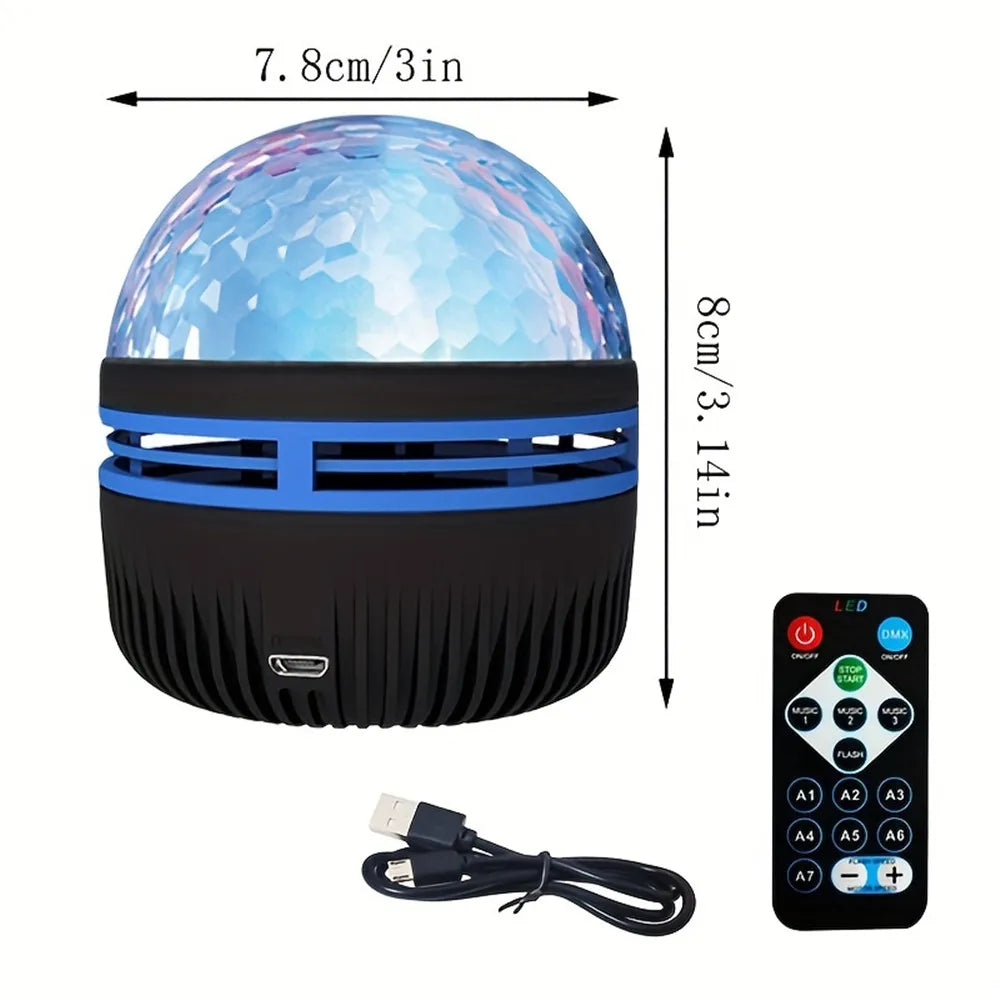 Proyector LED Galaxy Aurora USB 5V – Luz Nocturna Giratoria 360° con Control Remoto y Efectos RGB para Dormitorio y Sala