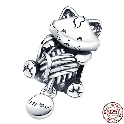 Charm animal mascota en plata 925 – Abalorio elegante para pulsera o collar tipo Pandora, joyería personalizada mujer