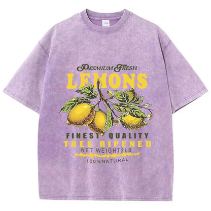 Camiseta Oversize Estampado Limones | T-Shirt Vintage Algodón Casual Verano