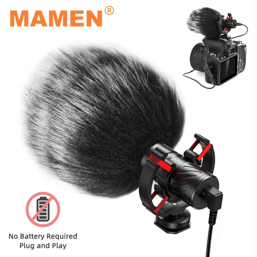 MAMEN Professional Shotgun Microphone – Micrófono Cardioide para Cámara, Smartphone y Vlogging