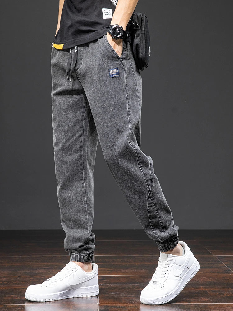 Jeans Cargo de Mezclilla para Hombre – Negro y Azul, Streetwear, Jogger Baggy, Harem, Primavera y Verano, Tallas Grandes