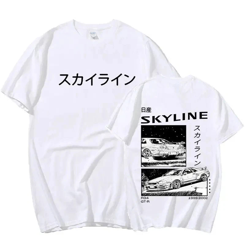 Camiseta Oversize JDM Unisex | T-Shirt Drift Japan Anime AE86 Skyline R34 Initial D Algodón Casual
