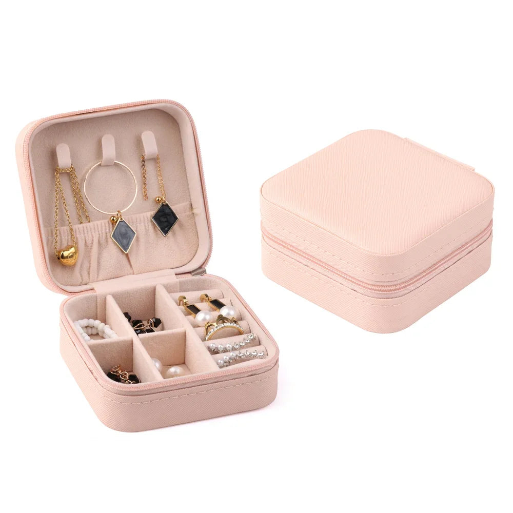 Estuche de Viaje para Joyería | Caja Organizadora de PU Leather | Mini Joyero Portátil para Anillos, Pendientes, Pulseras y Collares