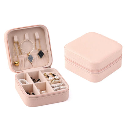 Estuche de Viaje para Joyería | Caja Organizadora de PU Leather | Mini Joyero Portátil para Anillos, Pendientes, Pulseras y Collares