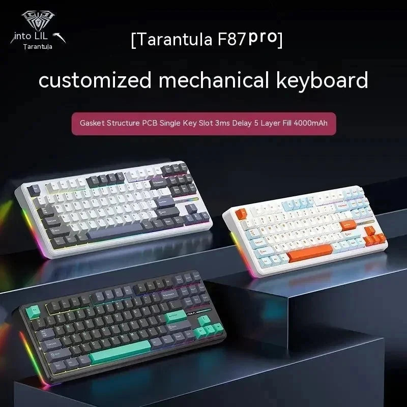 Teclado Mecánico AULA F87Pro – 87 Teclas, Triple Modo (USB/2.4G/Bluetooth), RGB, Hot-Swap y Batería 4000mAh