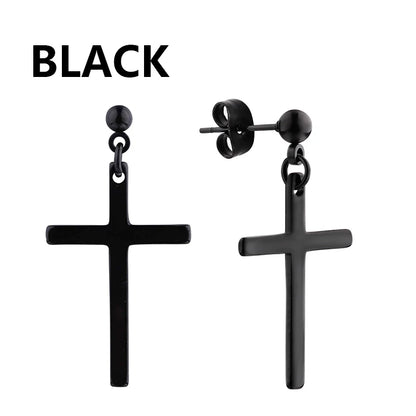 Aretes Punk de Acero Inoxidable Negro – 1 Par de Pendientes Unisex Estilo Hip Hop Vintage