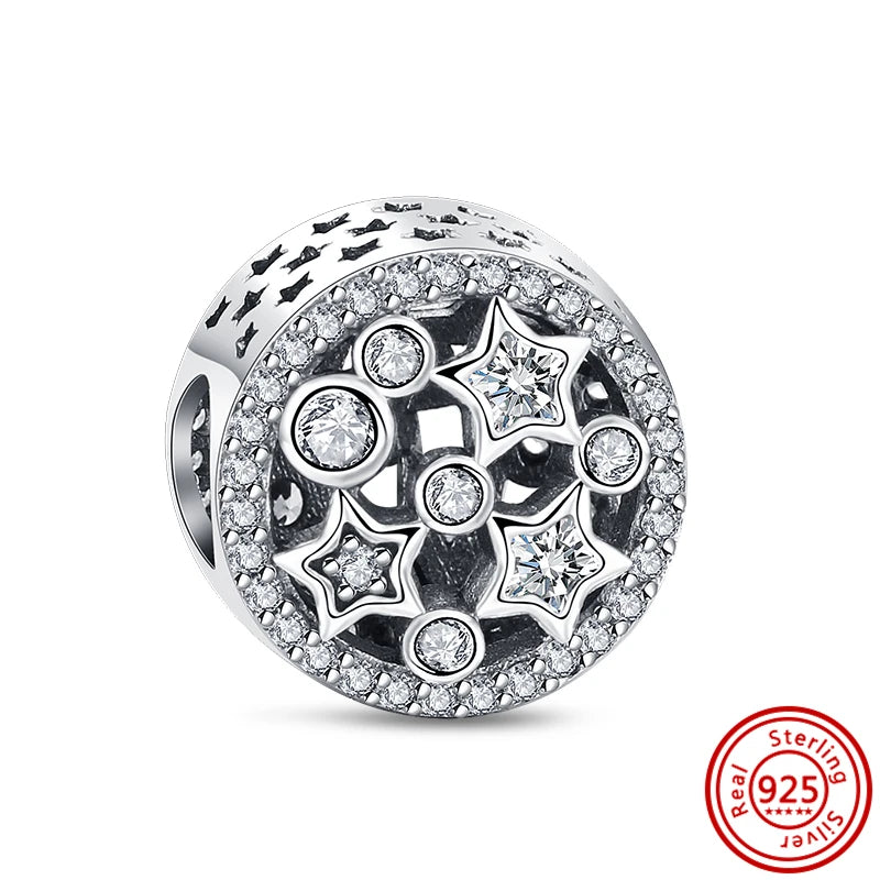 Charm universo plata 925 – Luna, sol, planeta, cohete y pluma de ángel para pulseras tipo Pandora, joyería DIY celestial