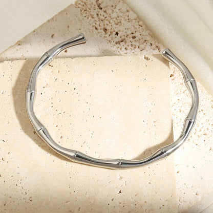 Pulsera de Acero Inoxidable Bambú para Mujer y Hombre - Diseño Elegante en Oro y Plata
